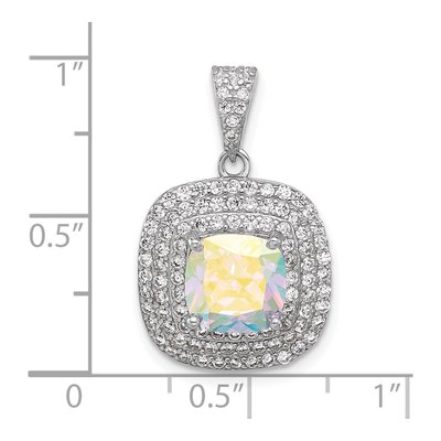 Sterling Silver CZ Square Halo Pendant – view 4