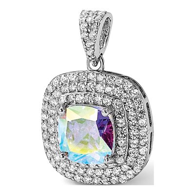 Sterling Silver CZ Square Halo Pendant – view 5