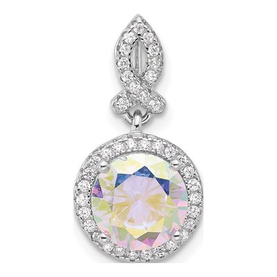 Sterling Silver CZ Iridescent Pendant