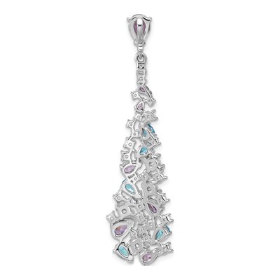 Sterling Silver CZ Multi Teardrop Pendant – view 4