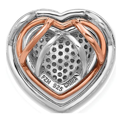 Rose Gold-Plated Sterling Silver CZ 3-Piece Interchangeable Heart Pendant – view 3
