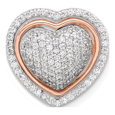 Rose Gold-Plated Sterling Silver CZ 3-Piece Interchangeable Heart Pendant