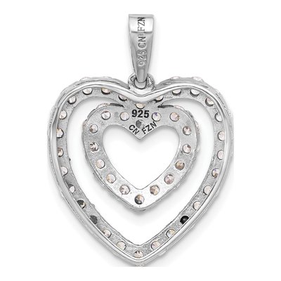 Sterling Silver CZ Double Heart Pendant – view 4