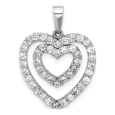 Sterling Silver CZ Double Heart Pendant