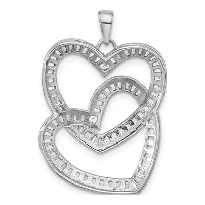 Sterling Silver CZ Intertwined Hearts Pendant – view 4