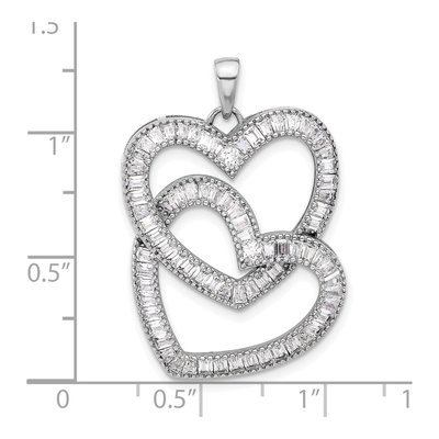 Sterling Silver CZ Intertwined Hearts Pendant – view 5