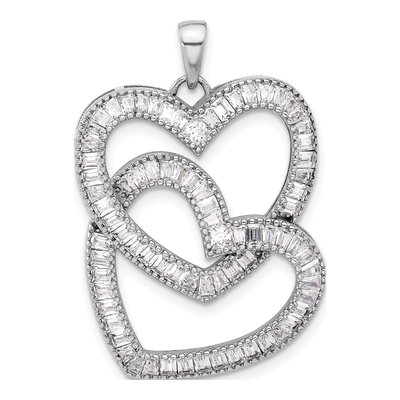 Sterling Silver CZ Intertwined Hearts Pendant