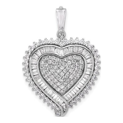 Sterling Silver CZ Heart Pendant