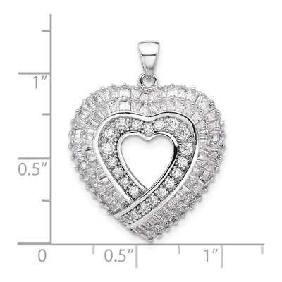 Sterling Silver CZ Heart Pendant – view 5