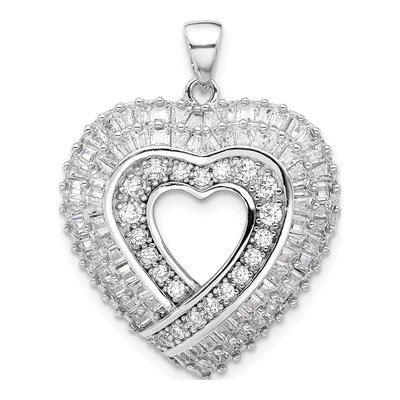 Sterling Silver CZ Heart Pendant