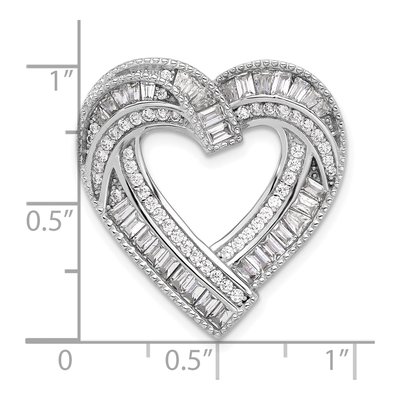 Sterling Silver CZ Heart Slide Pendant – view 5