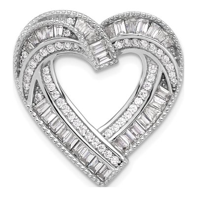 Sterling Silver CZ Heart Slide Pendant