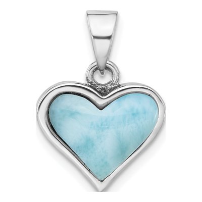 Sterling Silver Larimar Heart Pendant