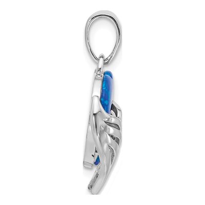 Sterling Silver Lab-Created Opal Heart Wings Pendant – view 3