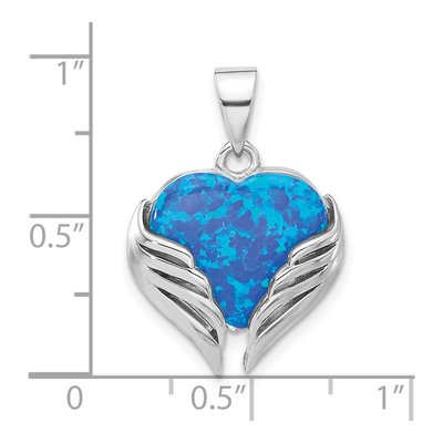 Sterling Silver Lab-Created Opal Heart Wings Pendant – view 5