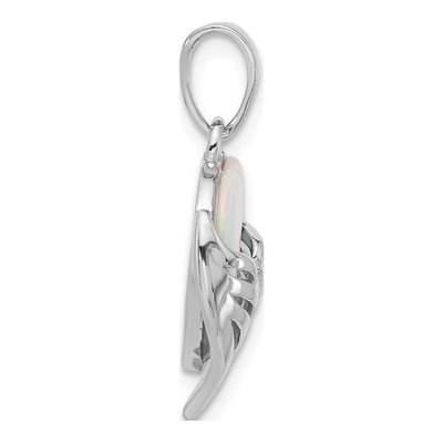 Sterling Silver Lab-Created Opal Heart Wings Pendant – view 3