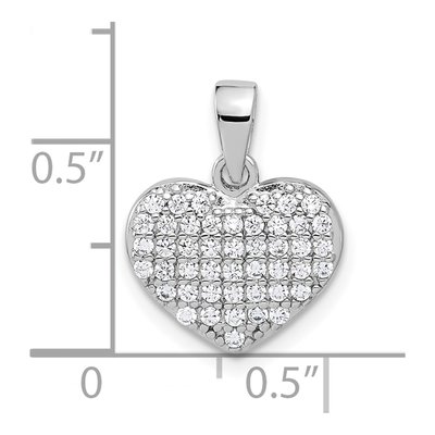 Sterling Silver CZ Pave Heart Pendant – view 5