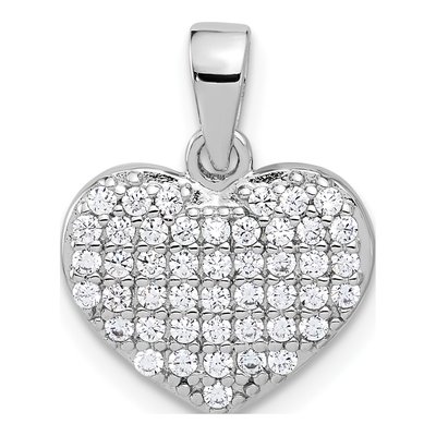 Sterling Silver CZ Pave Heart Pendant