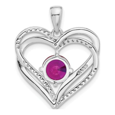 Sterling Silver CZ Double Heart Pendant – view 4