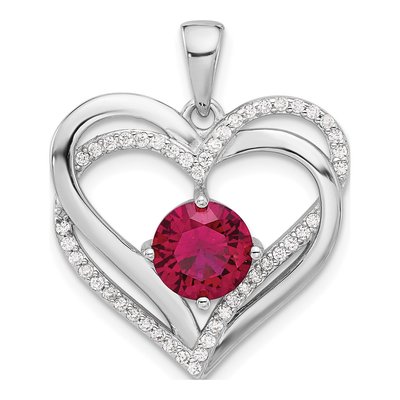 Sterling Silver CZ Double Heart Pendant