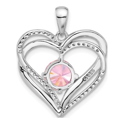 Sterling Silver CZ Double Heart Pendant – view 4