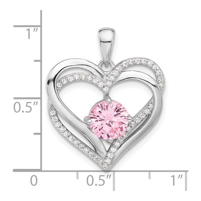 Sterling Silver CZ Double Heart Pendant – view 5