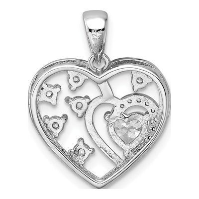 Sterling Silver CZ Heart Pendant – view 4