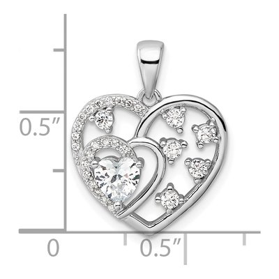 Sterling Silver CZ Heart Pendant – view 5
