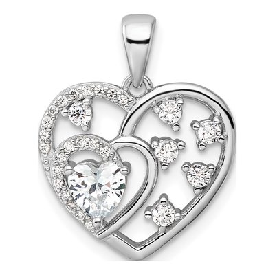 Sterling Silver CZ Heart Pendant