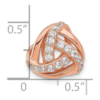 Rose Gold-Plated Sterling Silver CZ Knot Slide Pendant – view 4
