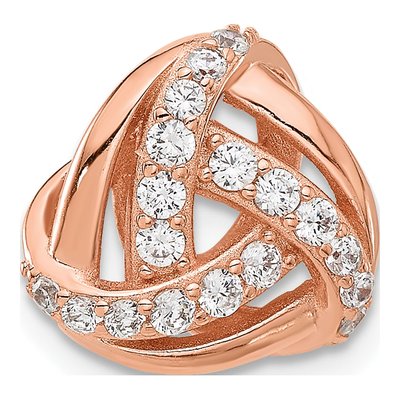 Rose Gold-Plated Sterling Silver CZ Knot Slide Pendant