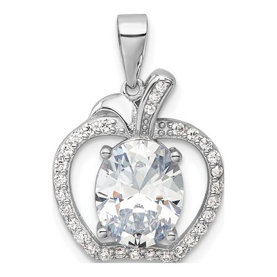 Sterling Silver CZ Apple Pendant