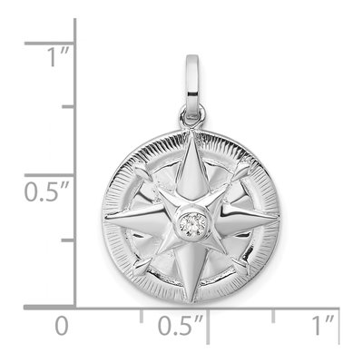 Sterling Silver CZ Compass Pendant – view 5