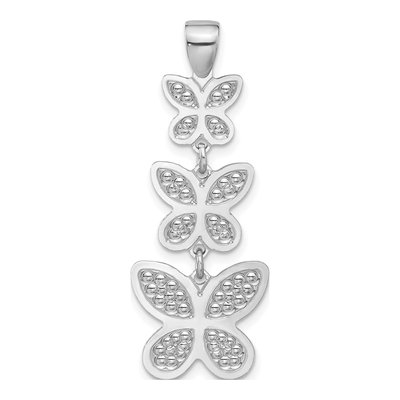 Sterling Silver Beaded Butterfly Pendant