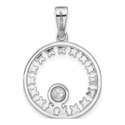 Sterling Silver CZ Circle Pendant – view 3