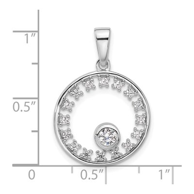 Sterling Silver CZ Circle Pendant – view 4