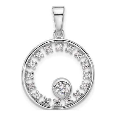 Sterling Silver CZ Circle Pendant