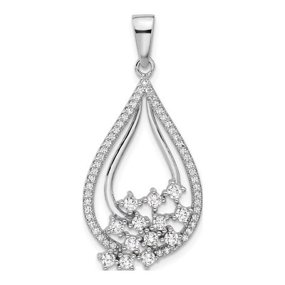 Sterling Silver CZ Fancy Drop Pendant