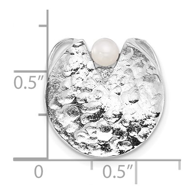 Sterling Silver Freshwater Cultured Pearl Hammered Slide Pendant – view 4