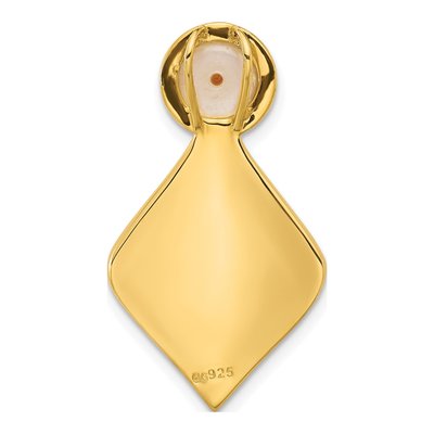 Gold-Plated Sterling Silver Freshwater Cultured Pearl Hammered Pendant – view 3