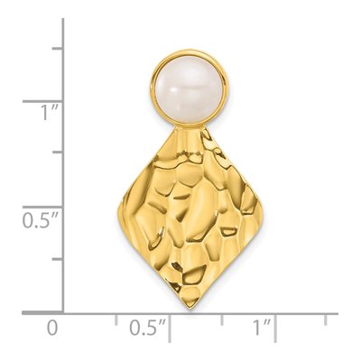 Gold-Plated Sterling Silver Freshwater Cultured Pearl Hammered Pendant – view 4