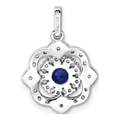 Sterling Silver CZ Glass Vintage Pendant – view 4