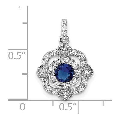 Sterling Silver CZ Glass Vintage Pendant – view 5