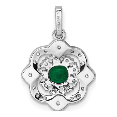 Sterling Silver CZ Glass Vintage Pendant – view 4