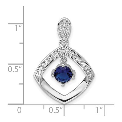 Sterling Silver CZ Glass Square Pendant – view 5