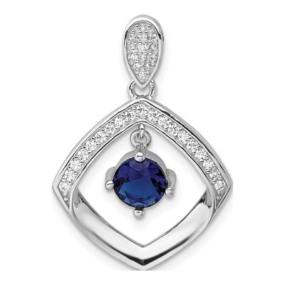 Sterling Silver CZ Glass Square Pendant