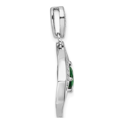 Sterling Silver CZ Rh-Pltd Glass Clear Fancy Square Pendant – view 3