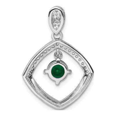 Sterling Silver CZ Rh-Pltd Glass Clear Fancy Square Pendant – view 4