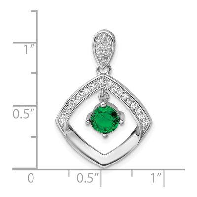 Sterling Silver CZ Rh-Pltd Glass Clear Fancy Square Pendant – view 5