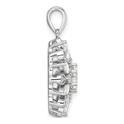 Sterling Silver CZ Floral Pendant – view 3
